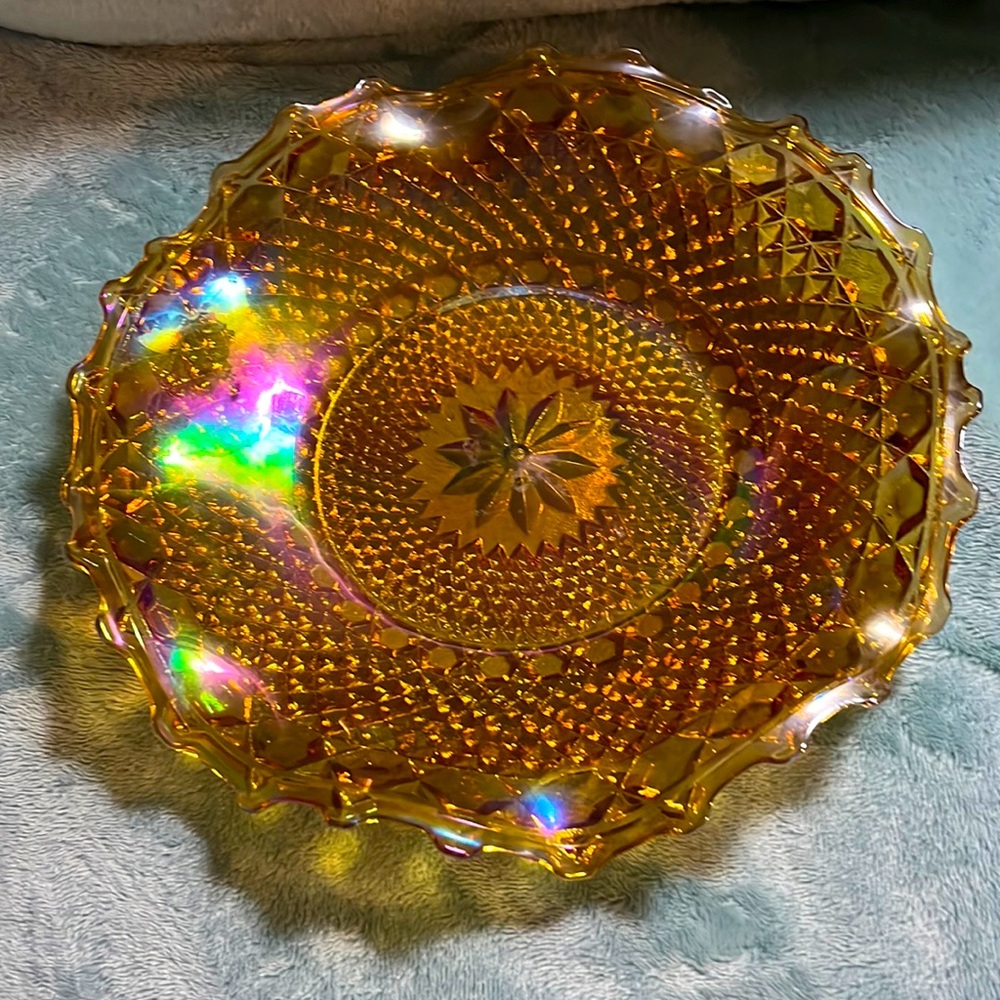 Vintage Indiana Marigold Carnival Diamond Point, absolutely gorgeous, just glows